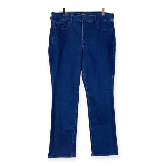 NYDJ Jeans Marilyn Straight Leg Dark Wash Mid Rise Slimming Women’s Size 14W - Picture 1 of 7